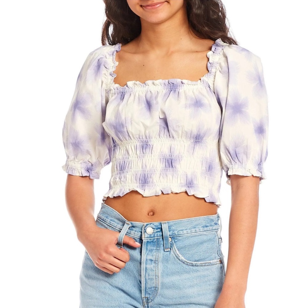 Levi's Square Neck Tilly Smocked Blouse Festival Boho Cottagecore NWT Large